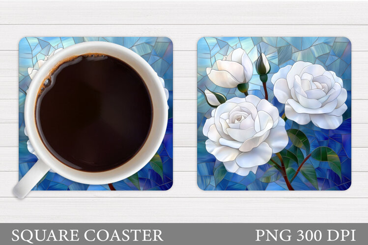 Roses Coaster Sublimation. Flowers Coaster Design example image 1