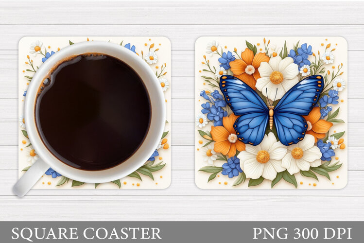 Butterfly Coaster Design. Butterfly Sublimation example image 1
