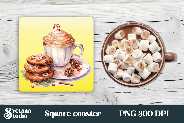 Christmas square coaster PNG design | Coaster Christmas PNG