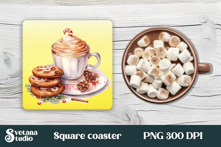 Christmas square coaster PNG design | Coaster Christmas PNG