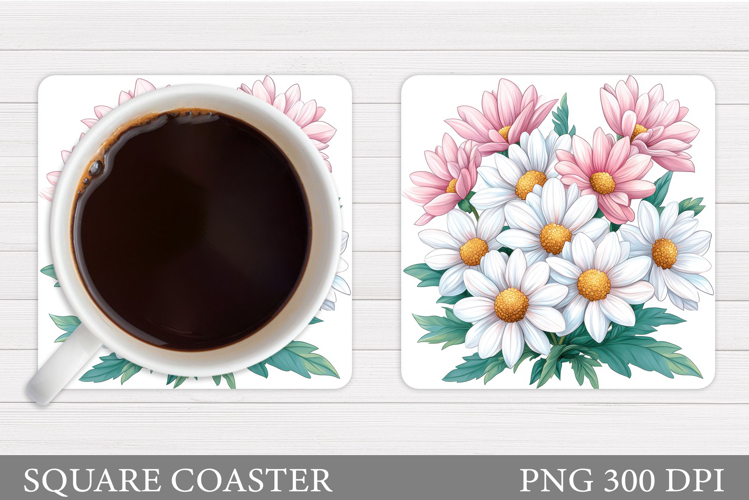 Daisy Coaster Design. Floral Coaster Sublimation