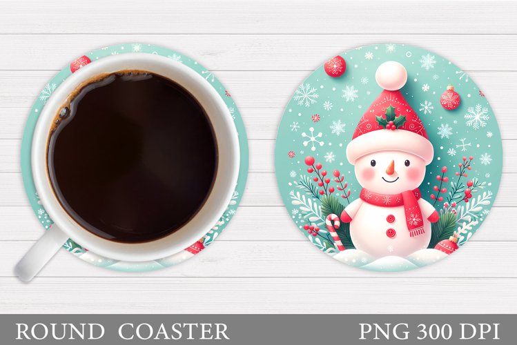 Cute Snowman Coaster. Christmas Coaster Sublimation
