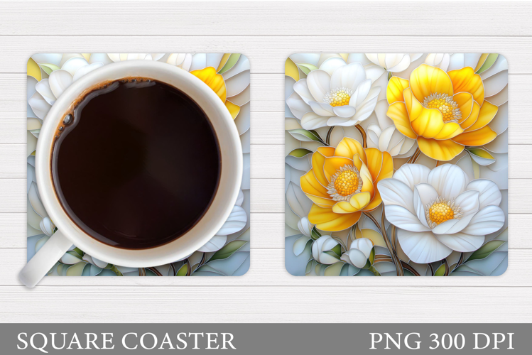 Floral Coaster Design. Flowers Coaster Sublimation