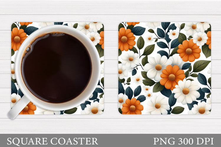 Flowers Coaster Sublimation. Floral Coaster Design