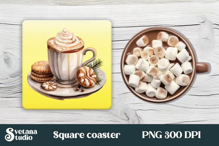 Christmas square coaster PNG design sublimation