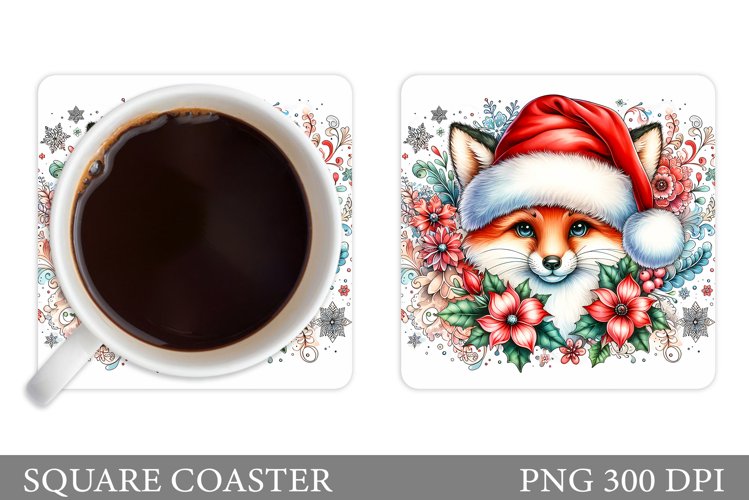 Christmas Fox Coaster. Christmas Coaster Sublimation