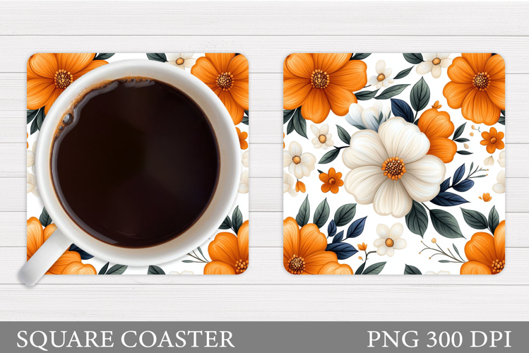 Flowers Coaster Sublimation. Floral Coaster Design