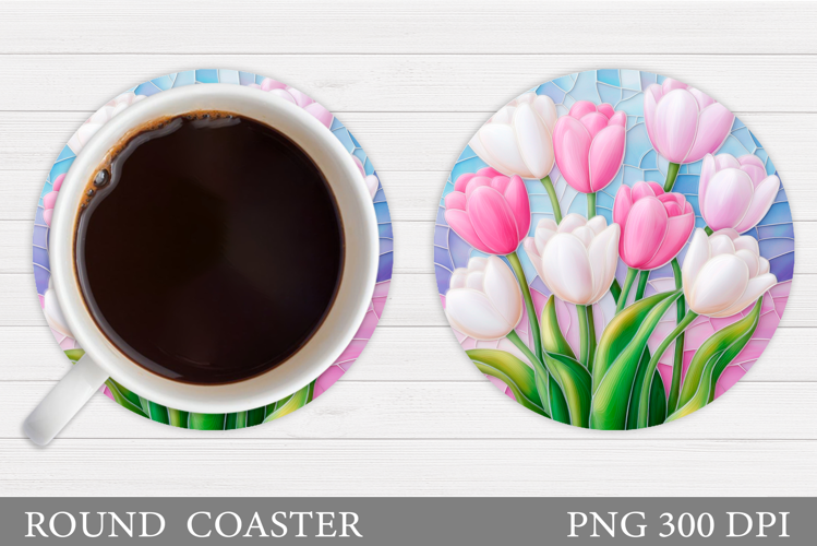 Tulips Coaster Design. Flowers Coaster Sublimation