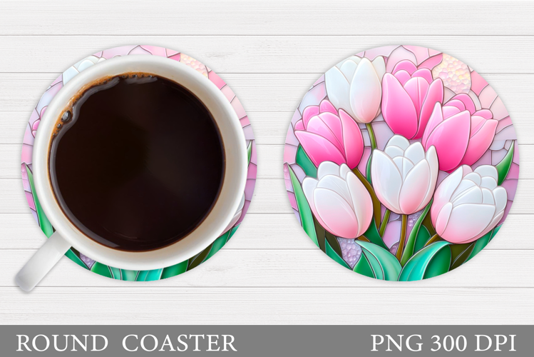 Tulips Coaster Design. Flowers Coaster Sublimation