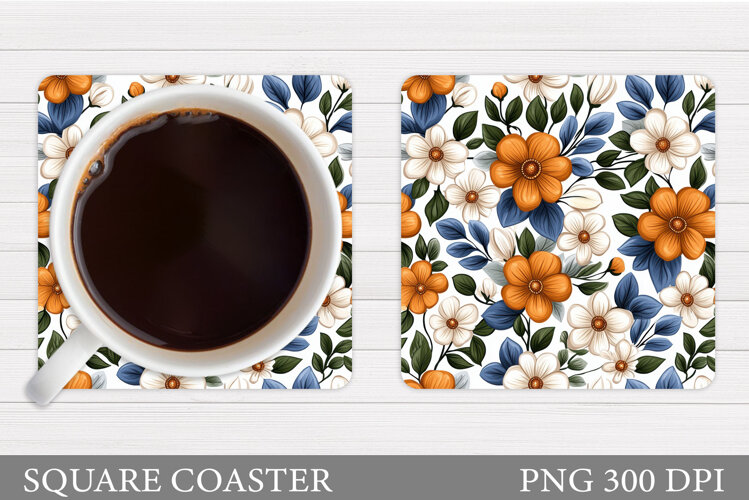 Flowers Coaster Sublimation. Floral Coaster Design example image 1