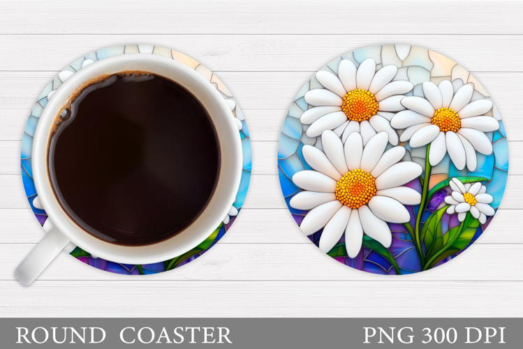 Daisy Flowers Coaster Design. Flowers Sublimation