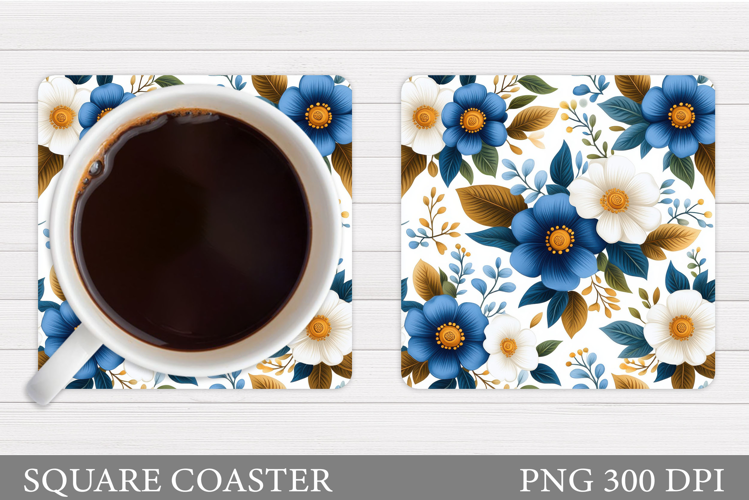 Flowers Coaster Sublimation. Floral Coaster Design