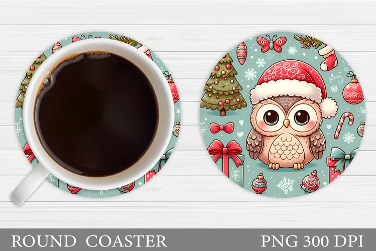 Christmas Owl Coaster Design. Christmas Coaster Sublimation