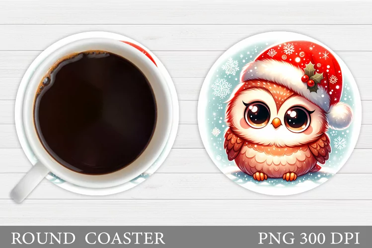 Christmas Owl Coaster Design. Christmas Coaster Sublimation
