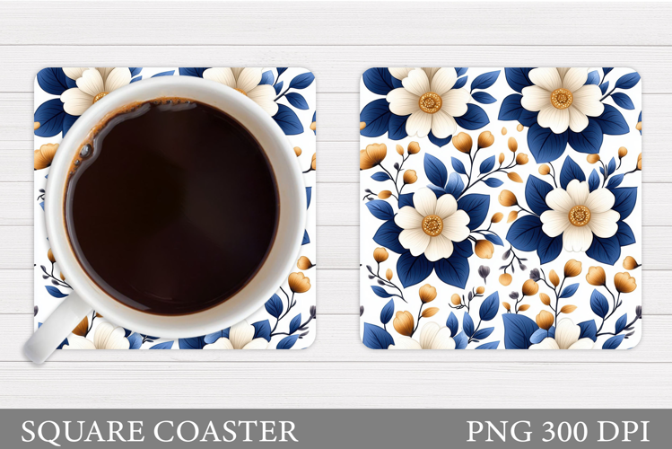 Flowers Coaster Sublimation. Floral Coaster Design