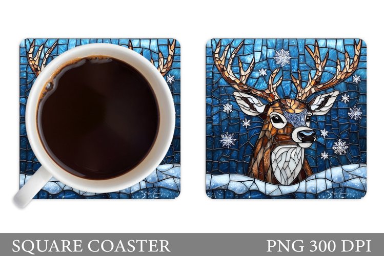 Christmas Deer Coaster Design. Christmas Coaster Sublimation example image 1