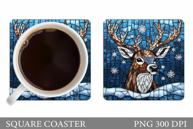 Christmas Deer Coaster Design. Christmas Coaster Sublimation