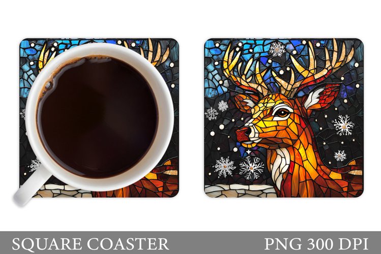 Christmas Deer Coaster Design. Christmas Coaster Sublimation