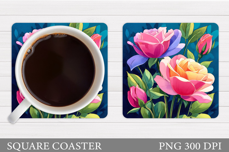 Roses Coaster Sublimation. Flowers Coaster Design
