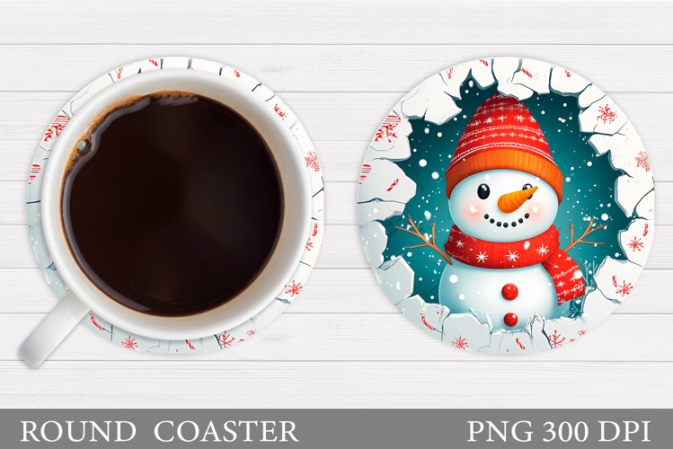 Cute Snowman Coaster Design. Christmas Coaster Sublimation