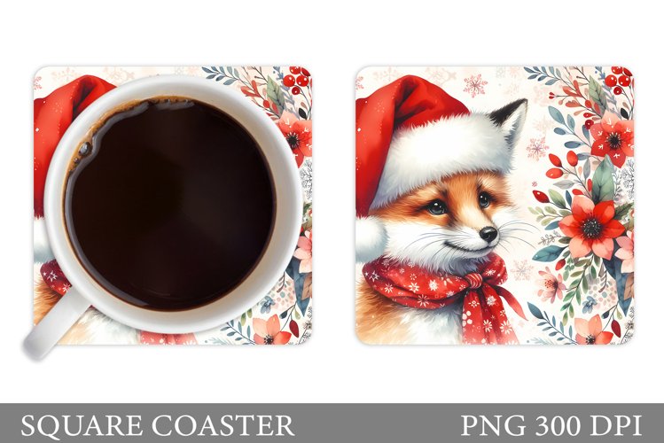 Christmas Fox Coaster. Christmas Coaster Sublimation