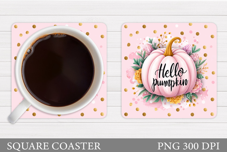 Pumpkin Coaster Design. Flowers Coaster Sublimation