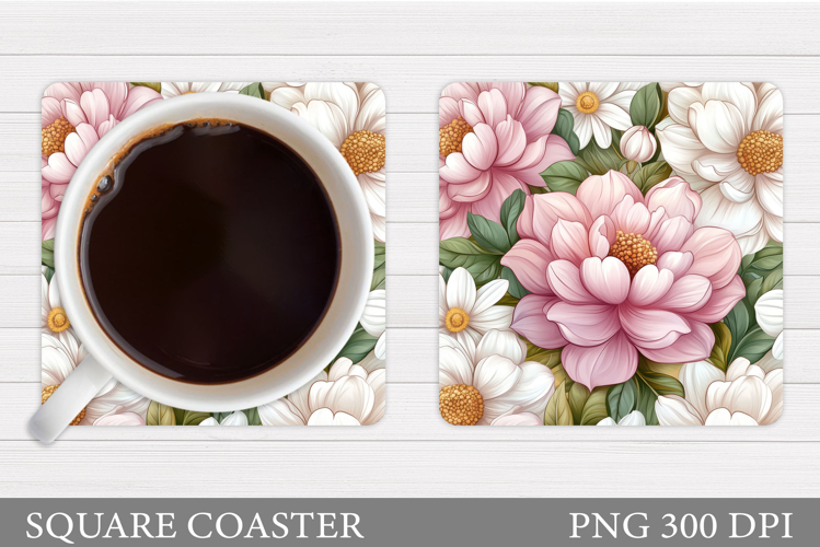 Floral Coaster Design. Flowers Coaster Sublimation