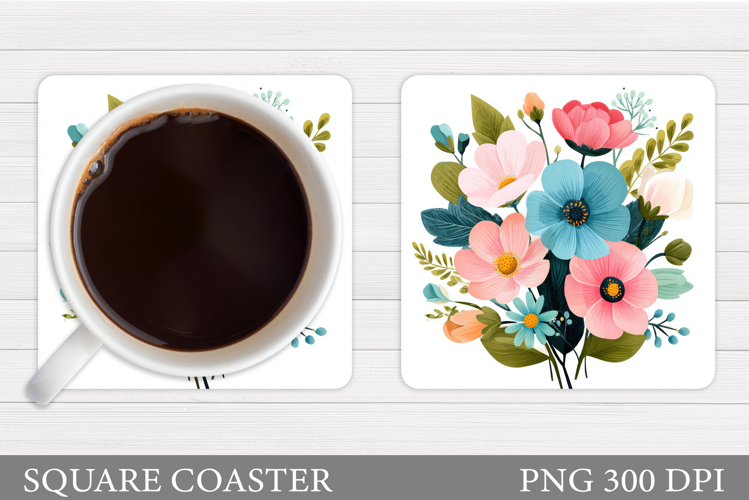 Wildflowers Coaster Design. Floral Coaster Sublimation