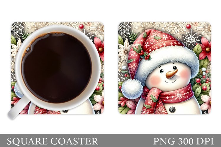 Cute Snowman Coaster Design. Christmas Coaster Sublimation