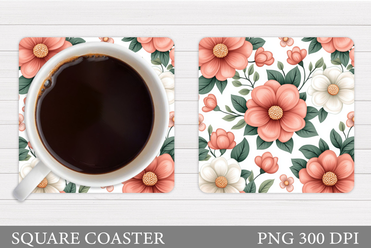 Floral Coaster Design. Flowers Coaster Sublimation