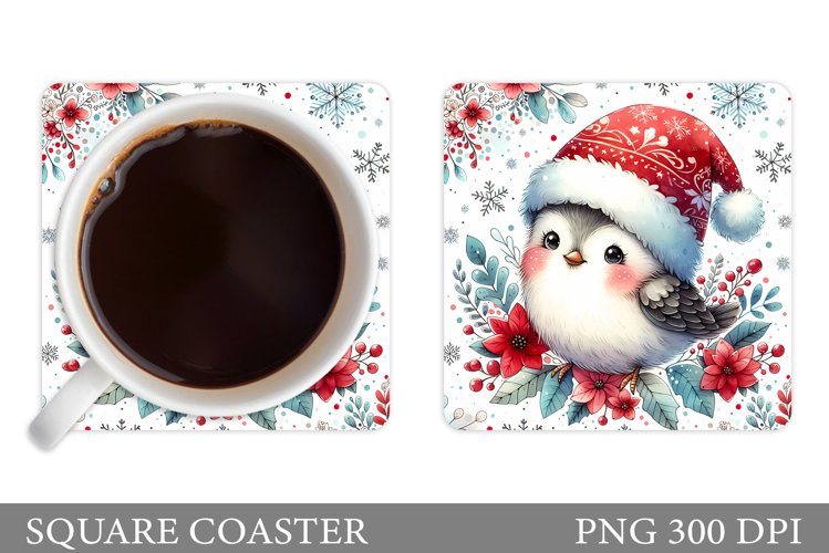 Christmas Bird Coaster Sublimation. Christmas Coaster Design