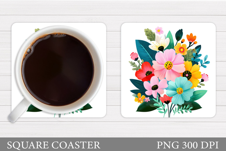 Wildflowers Coaster Design. Flowers Coaster Sublimation