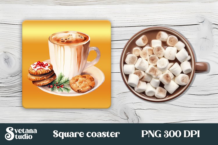 Hot coffee square coaster sublimation design
