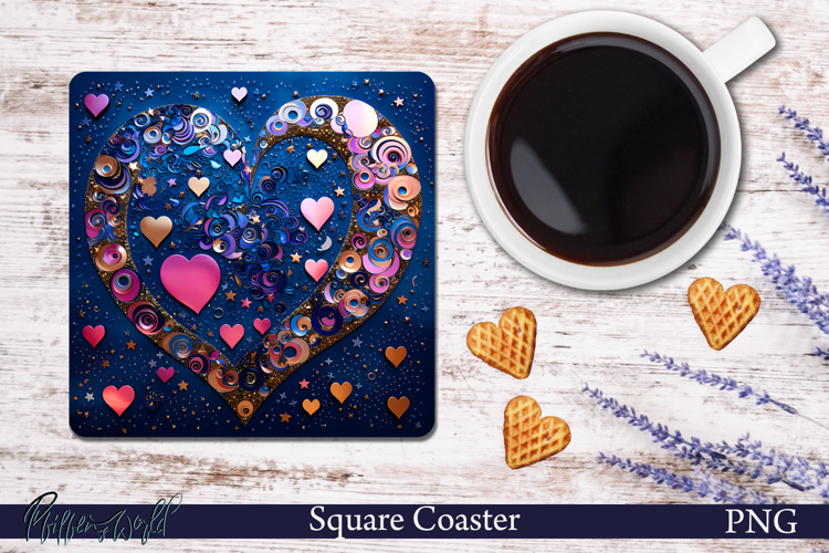 Sparkling Heart Square Coaster | Love is in the air