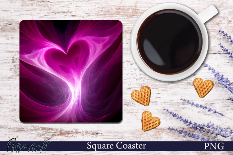 Pink Heart Square Coaster | Light