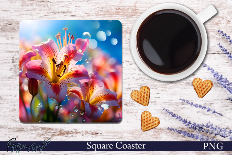 Flowers Meadow Square Coaster | Radiant Lily Bloom