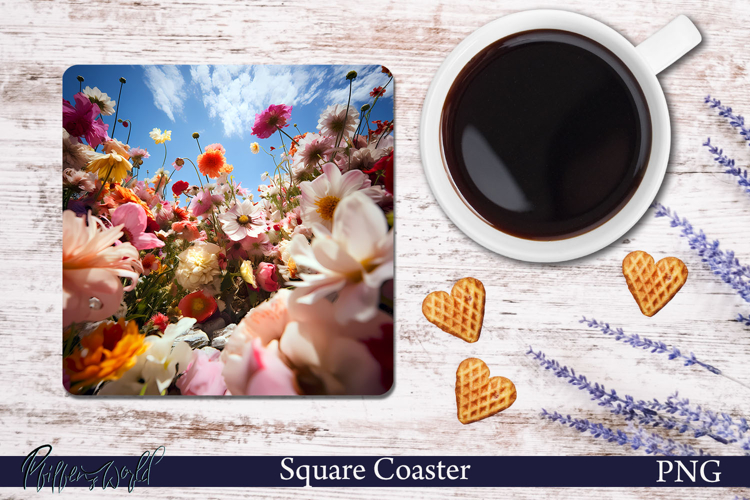 Flowers Meadow Square Coaster | Wildflower Meadow