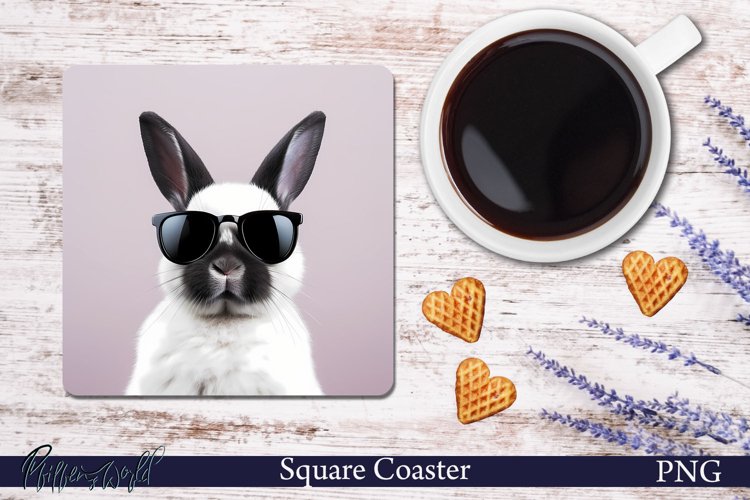 White Rabbit Square Coaster | Farm Animal