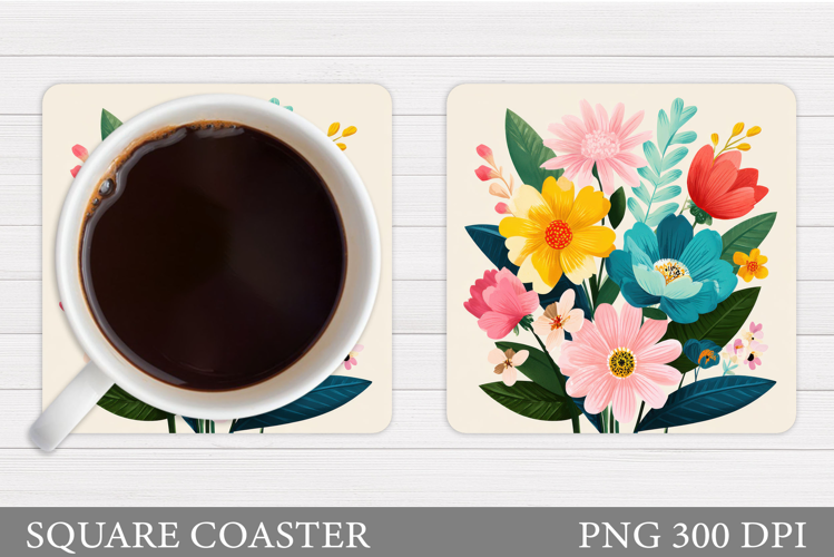 Wildflowers Coaster Design. Flowers Coaster Sublimation