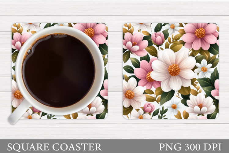 Floral Coaster Design. Flowers Coaster Sublimation
