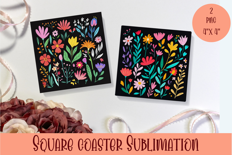 Flowers tile Coaster Design, Summer Coaster