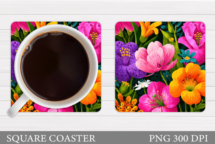 Wildflowers Coaster Design. Floral Coaster Sublimation