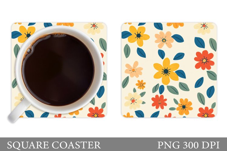 Floral Coaster Design. Flowers Car Coaster Sublimation