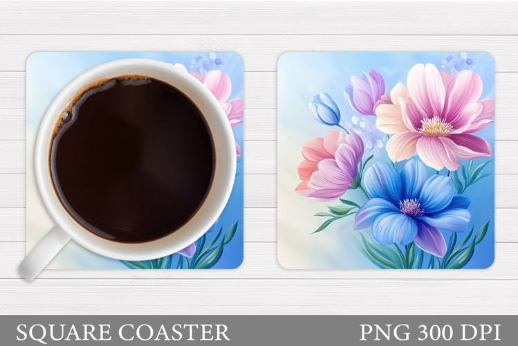 Floral Coaster Design. Flowers Coaster Sublimation