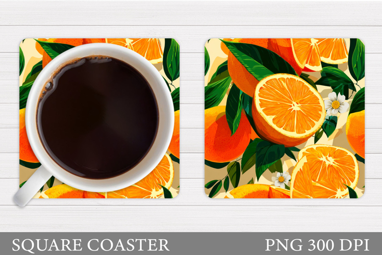 Orange Coaster Sublimation. Citrus Coaster Design