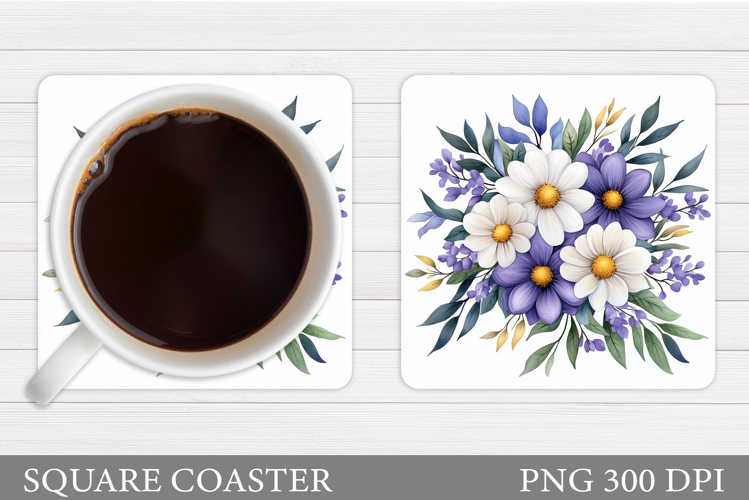 Flowers Coaster Sublimation. Floral Coaster Design