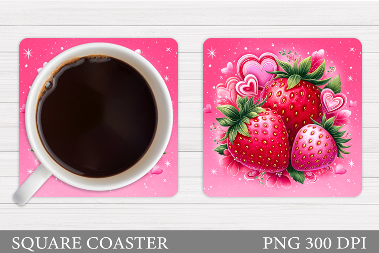 Strawberry Coaster Sublimation. Berries Coaster Design