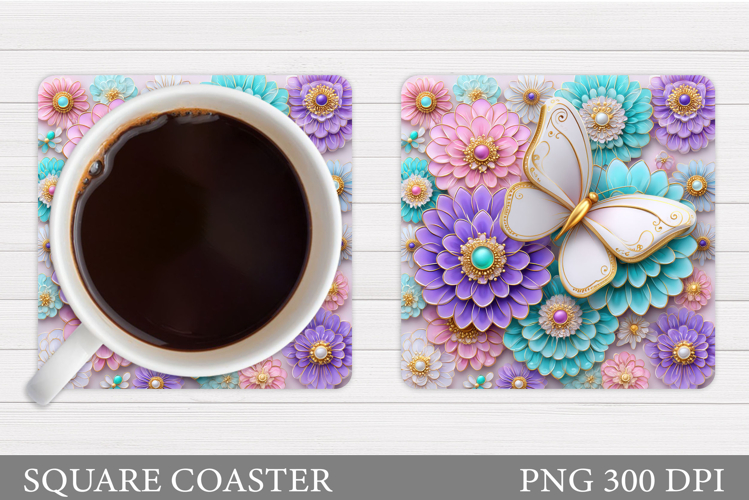 Butterflies Coaster Design. Butterfly Roses Coaster