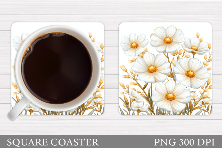 Flowers Coaster Sublimation. Floral Coaster Design