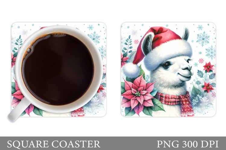 Christmas Lama Coaster Design. Christmas Coaster Sublimation